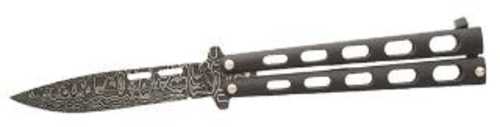 BSON Damascus Butterfly Knife 3 1/2" Clip Blade